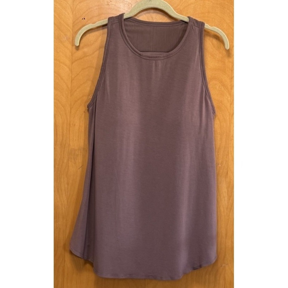 SHEBIRD Tunic Tank Built In Bra Lux Modal Racer Back Athletic Casual Mocha Sz 5
